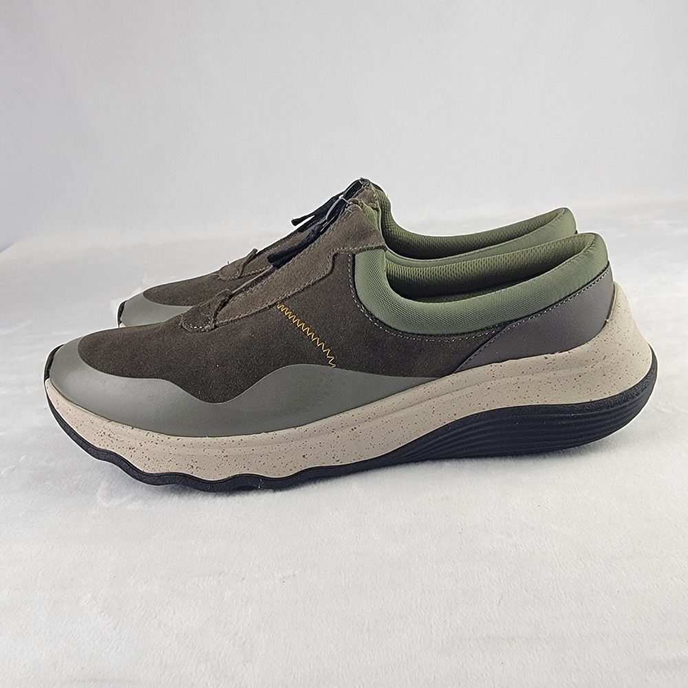 Clarks Jaunt Way Dark Olive Suede Zip Up Sneakers Mens 10 M 26168979 - Picture 3 of 8